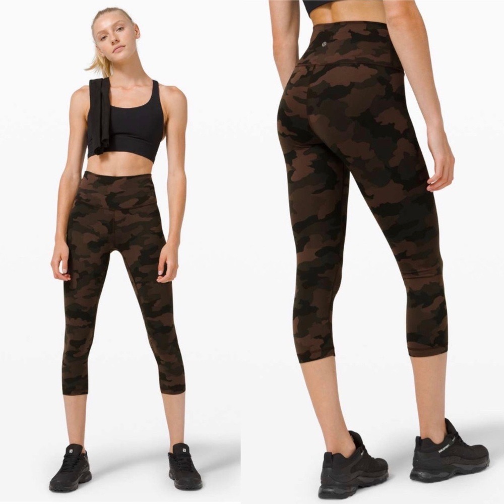 Lululemon Wunder Train‎ High-Rise Crop 21" Heritage 365 Camo Brown Earth Multi
